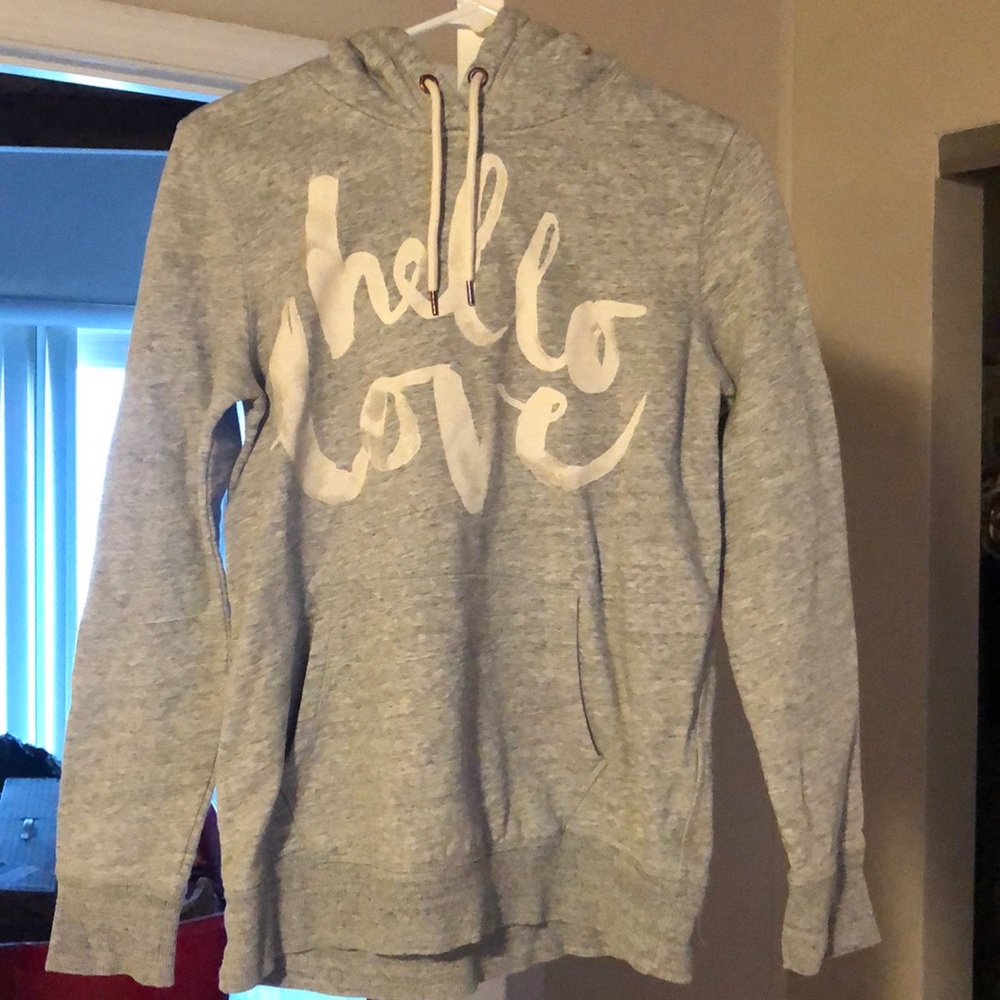 Grey sweater with hoodie